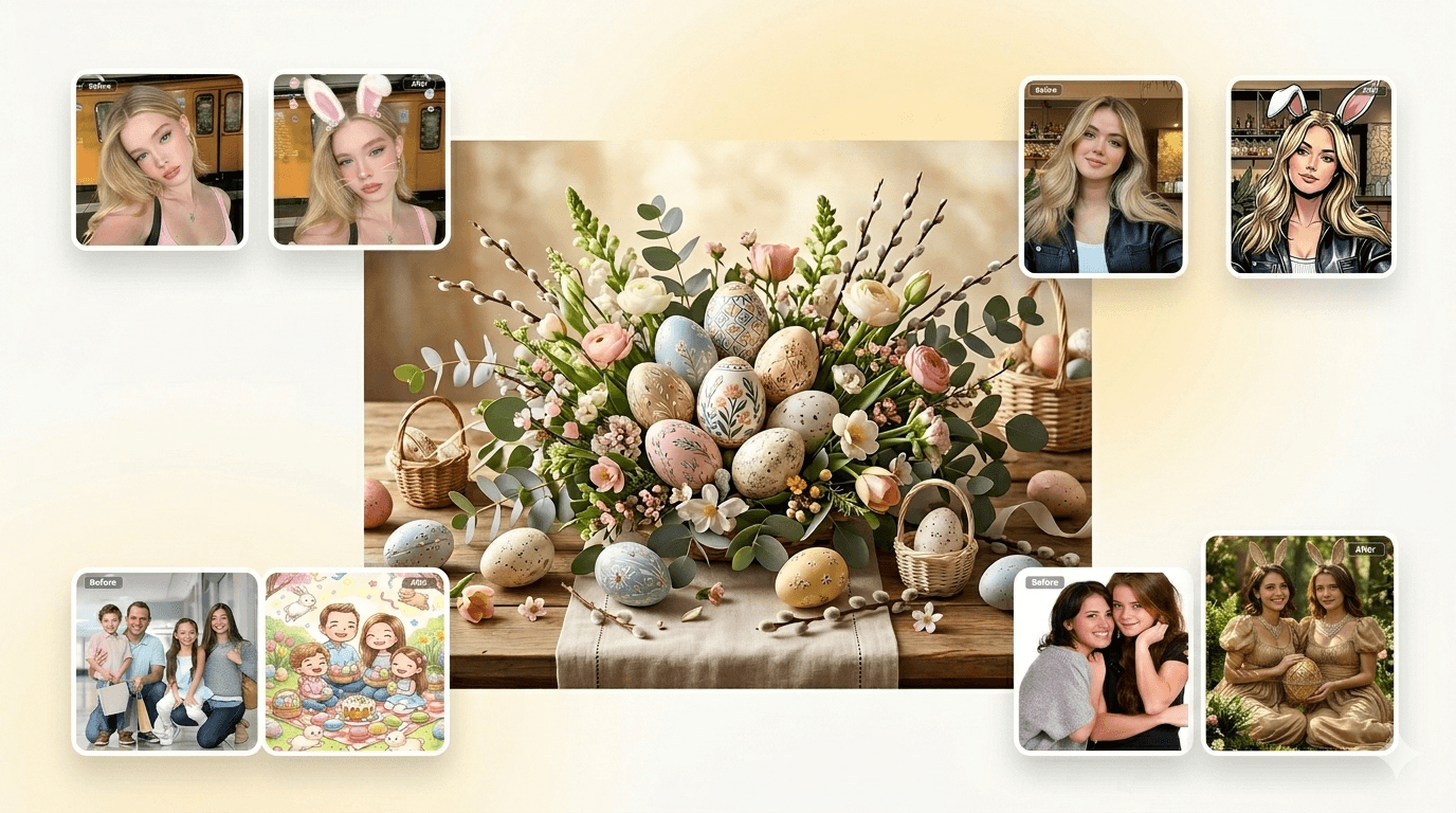 Schöne AI-Osternfotos online mit HOTPIC erstellen